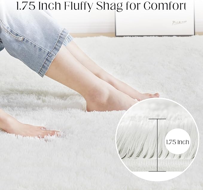 Large Soft Fluffy Shag Rug, Non-Slip Washable Indoor Floor Carpet